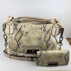 Coach Kristen sage satchel in python embossed